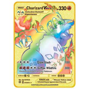 Charizard Vmax Metal Forgyldt Kort, Charizard Vmax Dx Gx Metal Guld Kort