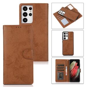 Leman Samsung Galaxy S21 Ultra - Elegant praktisk pung etui Brun