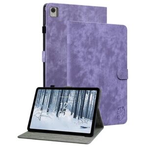MTK Til Nokia T21 Taske Imprintet Cute Tiger Tablet Cover Kortholder Purple