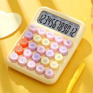 Jettbuying n Kawaii Lommeregner Cartoon Candy Color Silent Mechanical Keyb yellow Onesize