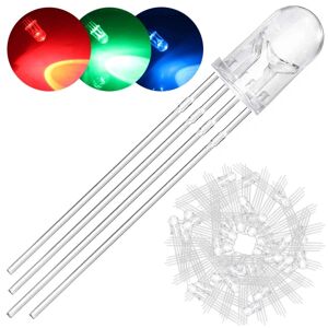 100 pakke 5 mm LED lysemitterende diode fælles anode DC 3V 20mA RGB trefarvet (rød/grøn/blå)