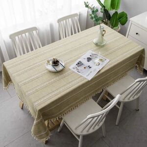 Elegant bomulds- og hørdug, vaskbart køkkenbordsdæksel til spisebord, picnicdug (striber - pink, 110 x 170 cm),