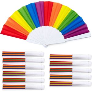 Rainbow Fans, 12-Pack Pride Fans, Rainbow LGBTQ bærbare foldeventilatorer, Sammenklappelige håndventilatorer Festdekorationer