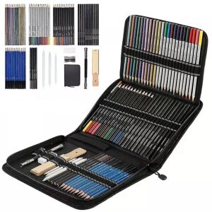 Skitseblyantsæt Tegnepen Charcoal Sketch Kit Cover Grafitblyanter Trækulblyanter 72pcs