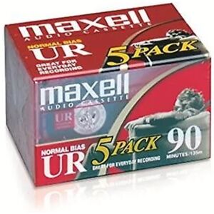 Maxell 108562 UR-90 5PK normal bias lydkassetter 90 minutter med etuier 5 pakke [LYDKASSETTE] USA import