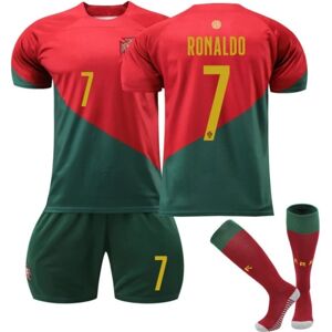 2022 Portugal hjemmefodboldtrøje nr. 7 Cristiano Ronaldo Home 26（10-11Years）