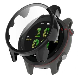 Til Garmin Forerunner 255 Anti-ridse Anti-fald Hård Pc Urkasse Beskyttelsescover med hærdet glas skærmbeskytter Black