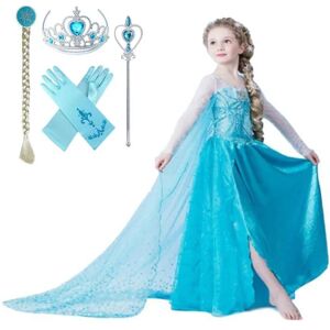 B4B Elsa Princess kjole +4 ekstra tilbehør Blue 130 cm