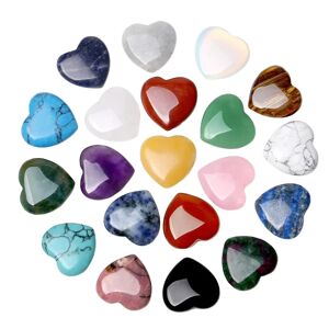 Tyuhe 20 stk Hjerte ædelsten Sæt Naturlige romantiske Kærlighedssten Skrivebordsdekoration Kvarts Healing Stone Sæt Chakra Reiki krystaller til meditation