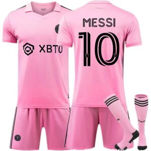 Major League Soccer Messi No.10 Miami International Trøje Hjemme Ude Fodboldtrøjesæt for voksne børn Hjem E Kids 18(100-110cm) Home