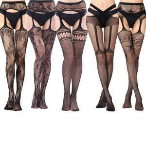 5 Pack High Waist Fishnet Tights Thigh High combination 3