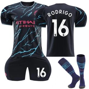 23-24 Manchester City Away Kids fodbolddragt nr. 16 Rodrigo 0 26