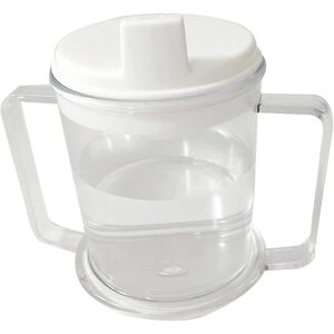 Klart plastikkrus, letvægts drikkekop med håndtag, der er let at gribe, Anti-spild Sippy Cup-kompatibel voksne børn (1 stk, hvid)