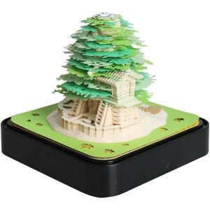 2024 Skrivebordskalender med Lys 3D Memo Pad Paper Art Sakura Tree Creative Skrivebordskalender Green