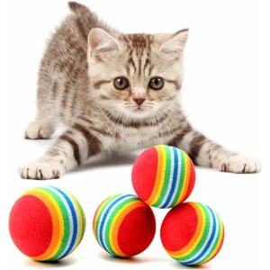 Rainbow Blødt skum-kattebolde Farverige kæledyrtyggelegetøjsbolde Kattebolde Søde regnbuebolde til katte Rullende rulle- og ridselegetygge (pakke med 20)