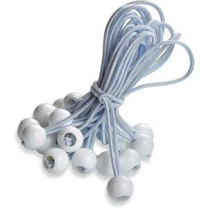 50 hvide 195 mm gummi elastiske snore med bolde til telte, presenninger, plakater - presenningstrammer, elastikbånd