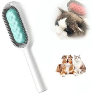 Kattebørste til kort hår, 4 i 1 universal kattesilikonebørste, ultrablød silikonevaskbar kæledyrsbørste, genanvendelig magisk ren børste, kort hår（blåt）