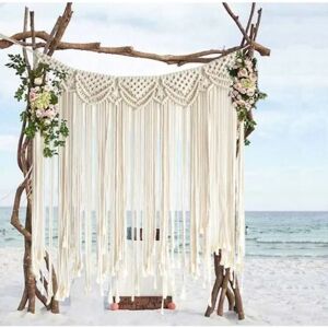 Flber Macrame Vægophæng Bohemian Wedding Hanger Bomuld Håndlavet Væg Dec