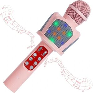 Karaokemaskine til børn Trådløs mikrofon Bluetooth, sanglegetøj gave til piger i alderen 4-15, 5 i 1 stemmeskiftende bærbar højttaler med led lys, Chri