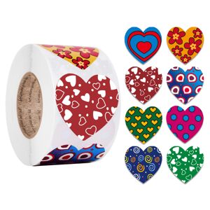Valentinsdag Hjerterulle Stickers, 500 stk Sødt Farverigt Hjerte