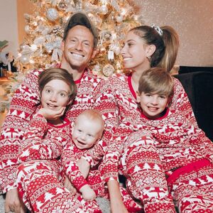 JIUSAIRUI Julepyjamassæt Familiematchende outfits Nattøj red kids 10t