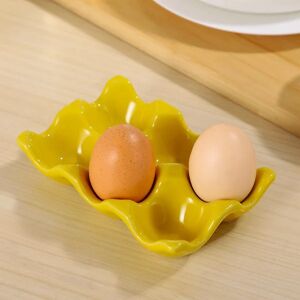 1 stk ægholderbakke, keramisk ægbeholder til køleskab Køleskab bordplade display køkken (gul)