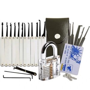 DAO Hjem Værktøjslås Pick Set Professionelt med øvelse Plukkeguide Kortsæt Lockpicking Sort håndtaske til skab Værktøjstaske 20 stykker [DB]