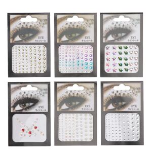 6 ark Kropssmykker Ansigt Ædelstene Delicate Eye Stickers Eye Face Rhinestones Decal Glitter Eye Rhinestones Sticker Eye Jewels