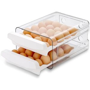 Køleskabsæggebakke, 40 gitre/2 lags køleskabsæggeholder, køleskabsæggeskuffe, køleskab til opbevaring af friske æg (1 stk)