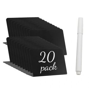 20 mini tavleskilte (med en kuglepen), 4x3 tommer små sorte tavleskilte Mini tavle til kage mad prisskilt opslagstavle bryllupsfest
