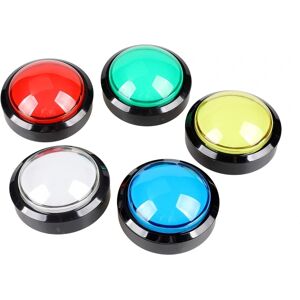 5x nye 60 mm kuppelformede LED-belyste trykknapper til arkadespilleautomater (hver farve på 1 stk)