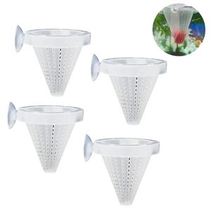 Hvid-4 stk Aquarium Live Red Worm Cone Feeder Plast Frossen Brin