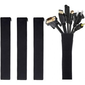 4-pak kabelstyringshylster, 50*11 cm ledningsorganiseringssystem med lynlås til tv-computer kontor hjemmeunderholdning, fleksibelt kabelhylsteromslag