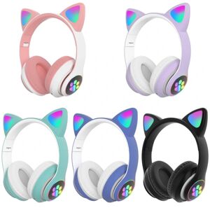 brand Trådløse hovedtelefoner over øret Cat LED-lys Foldeligt musikhovedsæt med til voksne og børn PC-tv-spil Musikpad Laptop Cellph svart