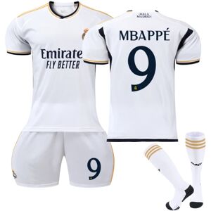 23-24 Real Madrid Home Kids Fodbolddragt nr. 9 Mbappé 18