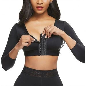 Dame Shapewear 3/4 ärm Arm Shaper Front Stängning Kompression BH Post Surgery Posture Corrector Linne BLACK XXL