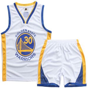 Stephen Curry No.30 Basketball Jerseysæt Warriors Uniform til børn Teenagere W White XL (150-160CM)