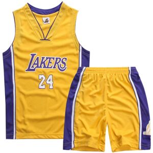 Kobe Bryant nr. 24 basketballtrøjesæt Lakers-uniform til børn Teenagere W Yellow M (130-140CM)