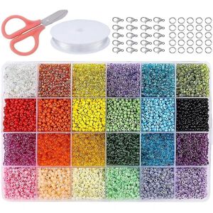 Glasfrøperler 24 farver små perlersæt Armbåndperler til smykkefremstilling 3MM 12000Pcs