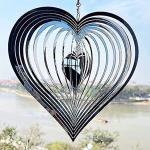 Wind Spinner Yard Art Garden Decor 3d Heart Rustfrit stål Metal Skulpturer Kinetisk Hængende Wind Catcher Ornament