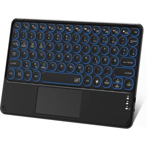 Apple Bluetooth-tastatur med touchpad Genopladeligt bærbart trådløst Bluetooth-tablet-tastatur med pegefelt og 7 farver baggrundsbelysning Kompatibel til Ipad, Iph