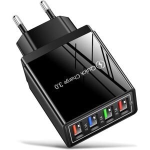 Global Vægadapter med 4 LED -porte Black one size