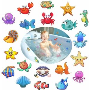 Skridsikkert klistermærke til badekar, 20 marine organismer, 10 cm for sikkerhed i badekar og bruser, skridsikkert klistermærke