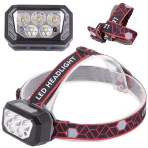 Mobil o Teknik Genopladelig Hovedlampe med 3x XHP30 og 6x SMD LED'er Black