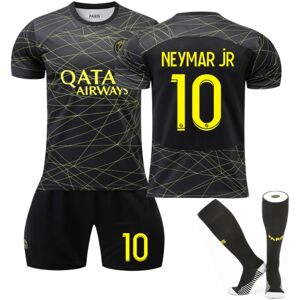 Unbranded Fodboldsæt Fodboldtrøje Trænings-T-shirt til nr. 10 Neymar Black kids 20(110-120cm)