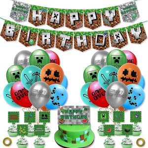 Minecraft fødselsdagsdekoration Tillykke med fødselsdagen Bannerspil Par