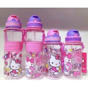 LEIGELE 350/500 ml Børne tegnefilm drikkevandsflaske Halmkop med skulderrem Hello Kitty 350ml(Pink Cover) OneSize