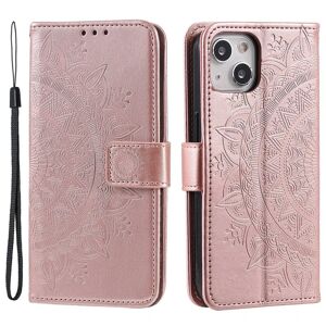 SKALO iPhone 15 Mandala Flip Cover - Rosa guld Pink gold