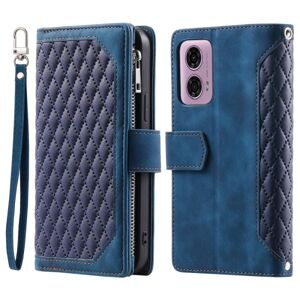 SKALO Motorola Moto G04 Big Wallet Quilted Flip Cover - Blå Blue