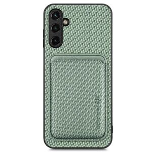 SKALO Samsung A14 4G/5G Carbon Fiber Cover med kortholder - Grøn Green